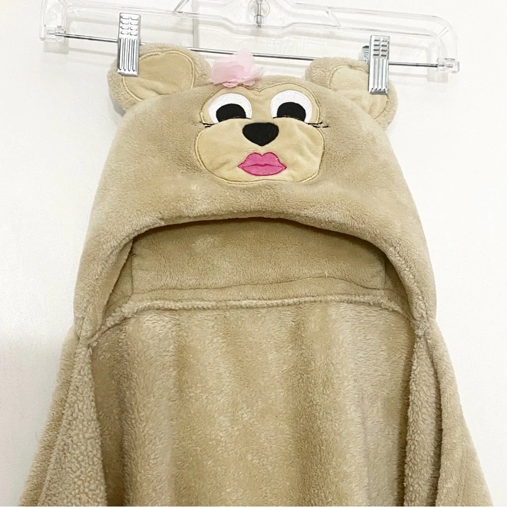 HB Heavy Plush Large 28” X 40” Tan Bear Animal Cozy Childs Blanket Hooded Towel